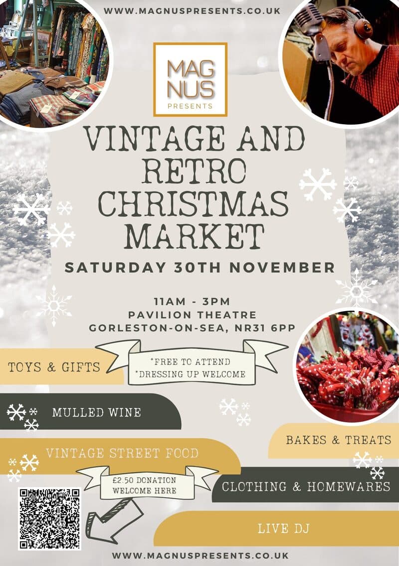 Poster for the Vintage & Retro Christmas Market performance at the Gorleston Pavilion Theatre