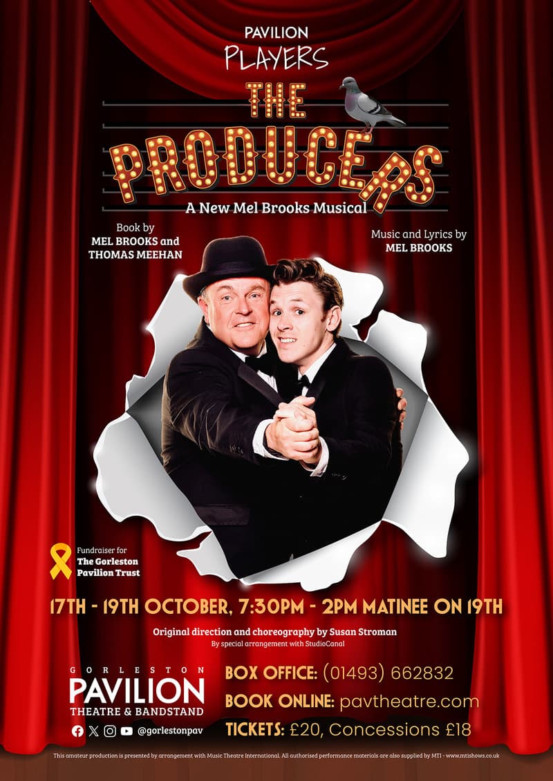 Poster for the The Producers performance at the Gorleston Pavilion Theatre