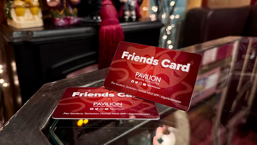 An image of the Gorleston Pavilion Theatre Friends Membership cards.